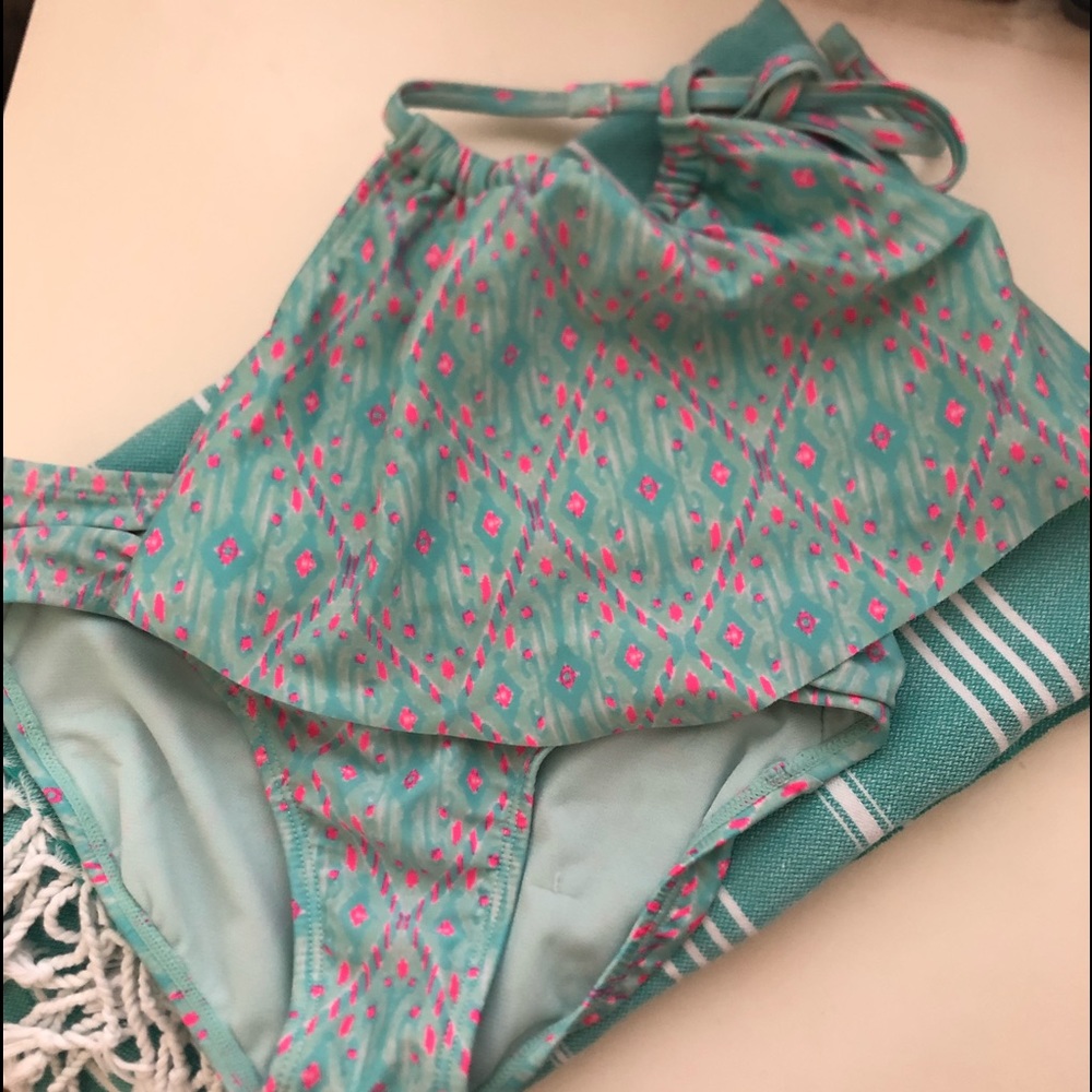 xhilaration blue and neon pink bikini set